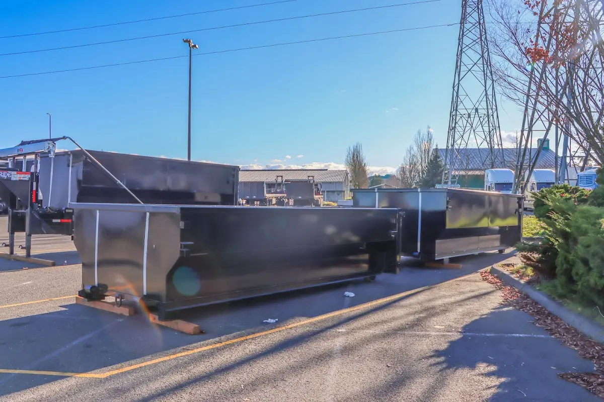 Roll-off dumpster ready for waste disposal at job site for 4 Yard Dumpster Rental in River Oaks